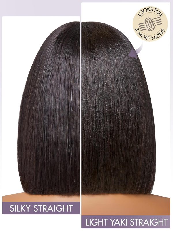 LUVME HAIR 10 Inch Light Yaki Straight Bob Wig with Bangs Human Hair Realistic HD Lace Short Black Bob Wigs, Ready to Go Blunt Cut Bob Wig Glueless 180 Density - Image 5