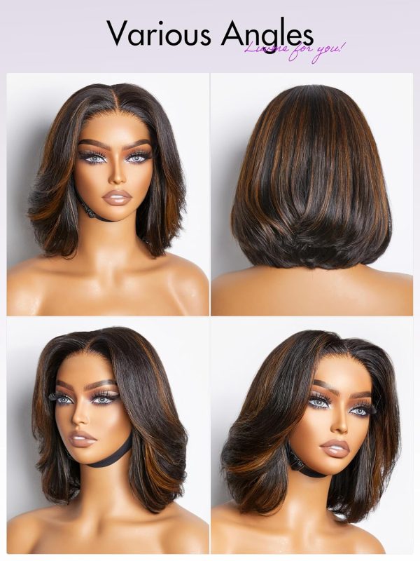 LUVME HAIR 10 Inch Light Yaki Straight Bob Wig with Bangs Human Hair Realistic HD Lace Short Black Bob Wigs, Ready to Go Blunt Cut Bob Wig Glueless 180 Density - Image 23