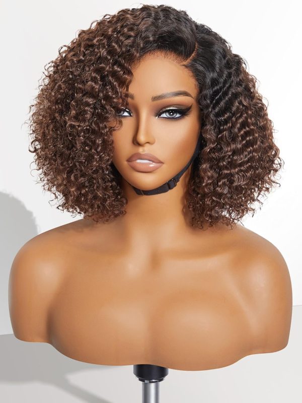 LUVME HAIR 8 Inch Blonde Highlight Short Curly Human Hair Wig Glueless Pre Plucked Left C Parted Ombre Bob Wig, Ready to Go Pre Cut HD Lace Closure Wig - Image 8