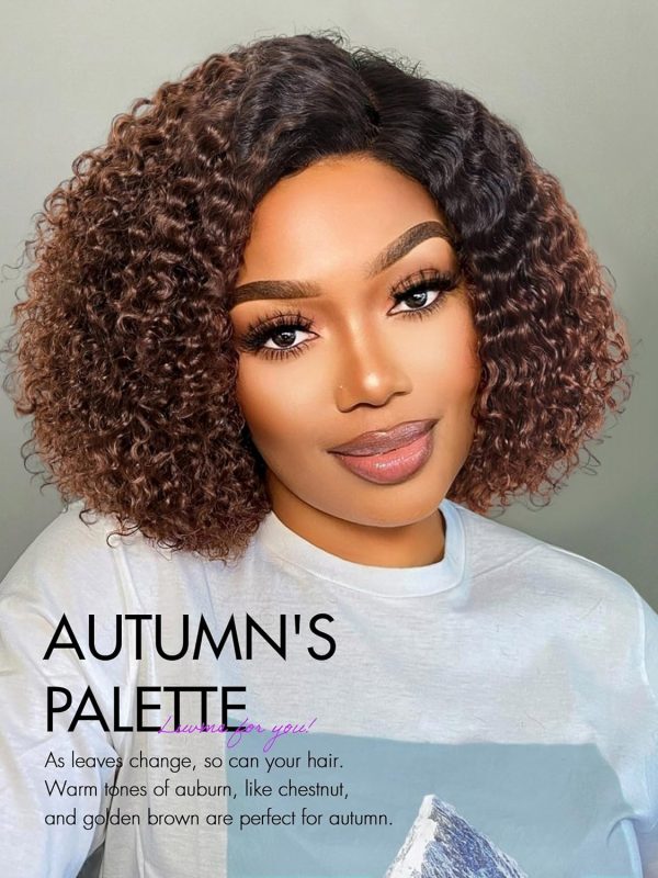 LUVME HAIR 8 Inch Blonde Highlight Short Curly Human Hair Wig Glueless Pre Plucked Left C Parted Ombre Bob Wig, Ready to Go Pre Cut HD Lace Closure Wig - Image 9