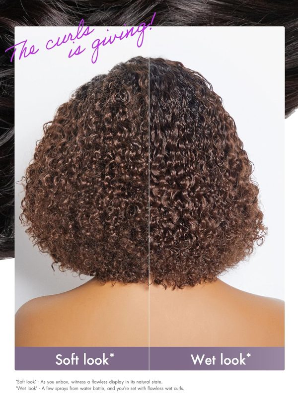 LUVME HAIR 8 Inch Blonde Highlight Short Curly Human Hair Wig Glueless Pre Plucked Left C Parted Ombre Bob Wig, Ready to Go Pre Cut HD Lace Closure Wig - Image 12