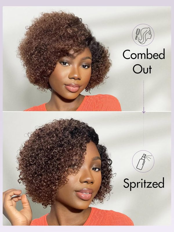LUVME HAIR 8 Inch Blonde Highlight Short Curly Human Hair Wig Glueless Pre Plucked Left C Parted Ombre Bob Wig, Ready to Go Pre Cut HD Lace Closure Wig - Image 17
