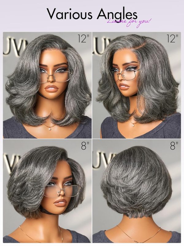 LUVME HAIR 8 Inch Blonde Highlight Short Curly Human Hair Wig Glueless Pre Plucked Left C Parted Ombre Bob Wig, Ready to Go Pre Cut HD Lace Closure Wig - Image 49