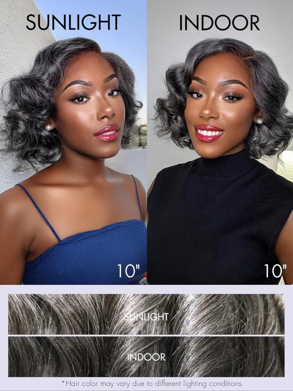 LUVME HAIR 8 Inch Blonde Highlight Short Curly Human Hair Wig Glueless Pre Plucked Left C Parted Ombre Bob Wig, Ready to Go Pre Cut HD Lace Closure Wig - Image 54
