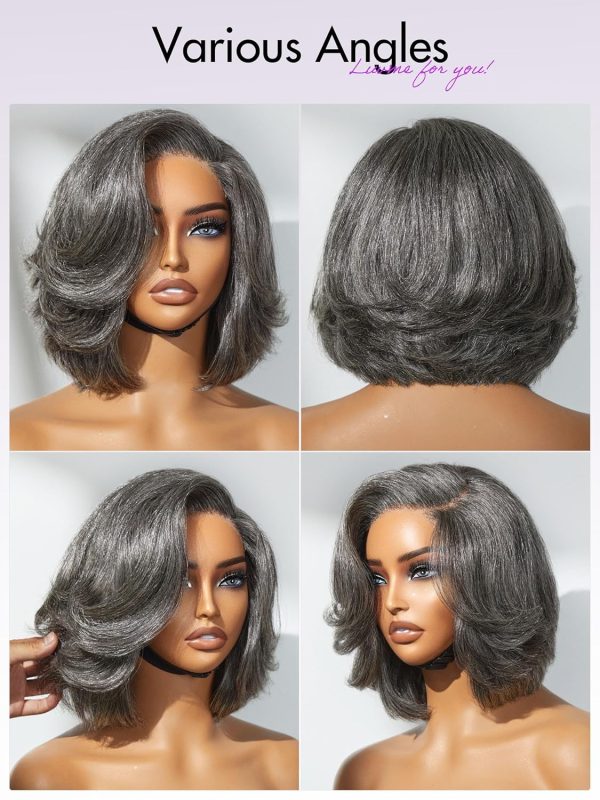 LUVME HAIR 8 Inch Blonde Highlight Short Curly Human Hair Wig Glueless Pre Plucked Left C Parted Ombre Bob Wig, Ready to Go Pre Cut HD Lace Closure Wig - Image 59