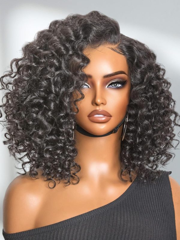 LUVME HAIR 8 Inch Blonde Highlight Short Curly Human Hair Wig Glueless Pre Plucked Left C Parted Ombre Bob Wig, Ready to Go Pre Cut HD Lace Closure Wig - Image 69