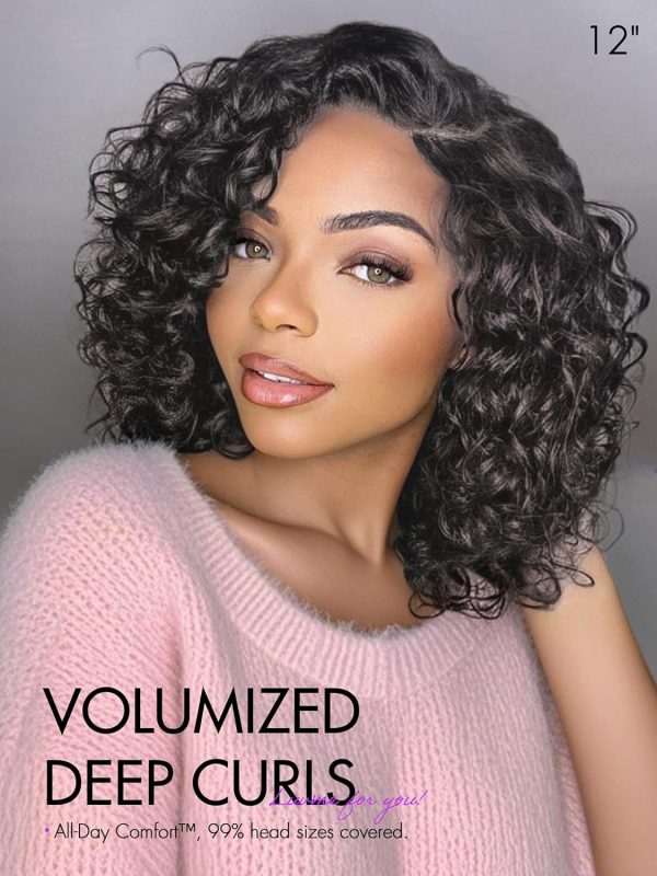 LUVME HAIR 8 Inch Blonde Highlight Short Curly Human Hair Wig Glueless Pre Plucked Left C Parted Ombre Bob Wig, Ready to Go Pre Cut HD Lace Closure Wig - Image 70