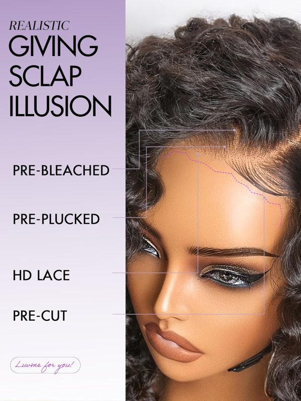 LUVME HAIR 8 Inch Blonde Highlight Short Curly Human Hair Wig Glueless Pre Plucked Left C Parted Ombre Bob Wig, Ready to Go Pre Cut HD Lace Closure Wig - Image 71