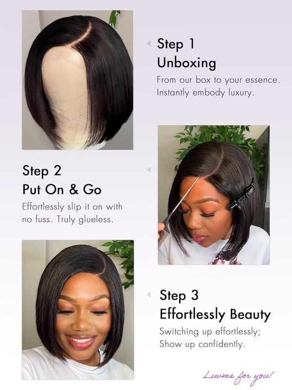LUVME HAIR 8 Inch Blonde Highlight Short Curly Human Hair Wig Glueless Pre Plucked Left C Parted Ombre Bob Wig, Ready to Go Pre Cut HD Lace Closure Wig - Image 81