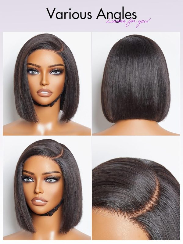 LUVME HAIR 8 Inch Blonde Highlight Short Curly Human Hair Wig Glueless Pre Plucked Left C Parted Ombre Bob Wig, Ready to Go Pre Cut HD Lace Closure Wig - Image 82