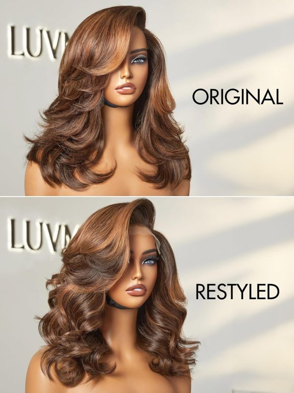 LUVME HAIR 8 Inch Blonde Highlight Short Curly Human Hair Wig Glueless Pre Plucked Left C Parted Ombre Bob Wig, Ready to Go Pre Cut HD Lace Closure Wig - Image 96