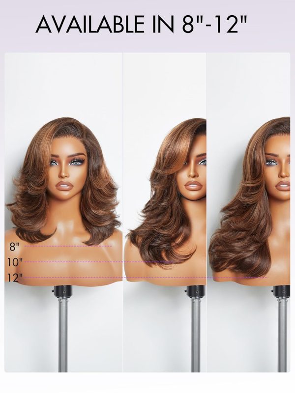 LUVME HAIR 8 Inch Blonde Highlight Short Curly Human Hair Wig Glueless Pre Plucked Left C Parted Ombre Bob Wig, Ready to Go Pre Cut HD Lace Closure Wig - Image 99