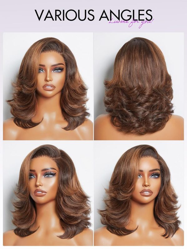 LUVME HAIR 8 Inch Blonde Highlight Short Curly Human Hair Wig Glueless Pre Plucked Left C Parted Ombre Bob Wig, Ready to Go Pre Cut HD Lace Closure Wig - Image 100