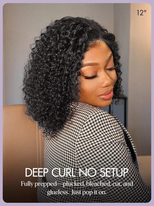 LUVME HAIR 8 Inch Blonde Highlight Short Curly Human Hair Wig Glueless Pre Plucked Left C Parted Ombre Bob Wig, Ready to Go Pre Cut HD Lace Closure Wig - Image 103