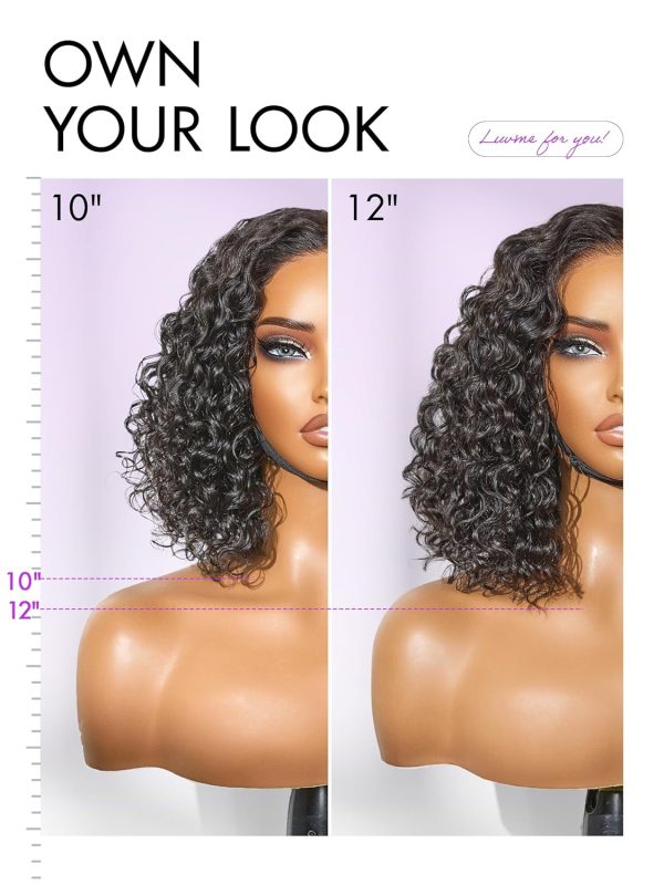 LUVME HAIR 8 Inch Blonde Highlight Short Curly Human Hair Wig Glueless Pre Plucked Left C Parted Ombre Bob Wig, Ready to Go Pre Cut HD Lace Closure Wig - Image 107