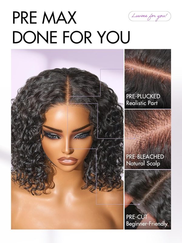 LUVME HAIR 8 Inch Blonde Highlight Short Curly Human Hair Wig Glueless Pre Plucked Left C Parted Ombre Bob Wig, Ready to Go Pre Cut HD Lace Closure Wig - Image 109