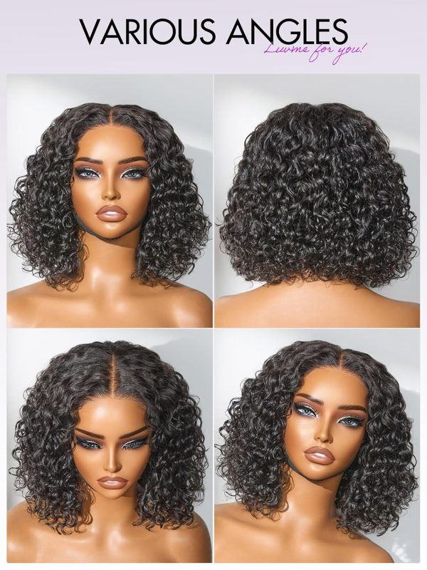 LUVME HAIR 8 Inch Blonde Highlight Short Curly Human Hair Wig Glueless Pre Plucked Left C Parted Ombre Bob Wig, Ready to Go Pre Cut HD Lace Closure Wig - Image 110