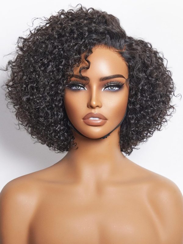 LUVME HAIR 8 Inch Blonde Highlight Short Curly Human Hair Wig Glueless Pre Plucked Left C Parted Ombre Bob Wig, Ready to Go Pre Cut HD Lace Closure Wig - Image 111