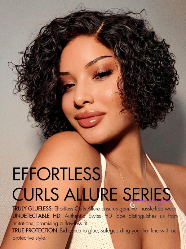 LUVME HAIR 8 Inch Blonde Highlight Short Curly Human Hair Wig Glueless Pre Plucked Left C Parted Ombre Bob Wig, Ready to Go Pre Cut HD Lace Closure Wig - Image 112
