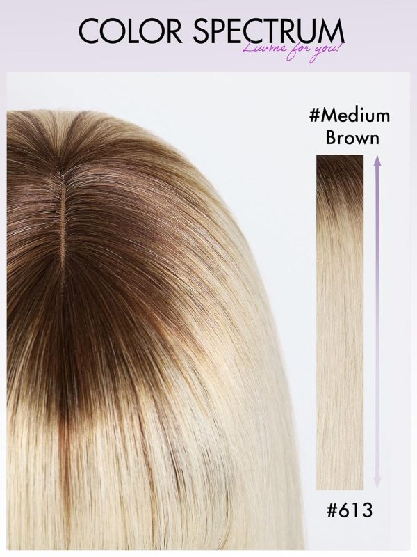 LUVME HAIR Ombre Blonde Bob Wig with Bangs Human Hair, Silky Straight Platinum Blonde Human Hair Short Wigs with Dark Roots, Ready to Go Lace Bang Bob Wig 10 Inch - Image 5