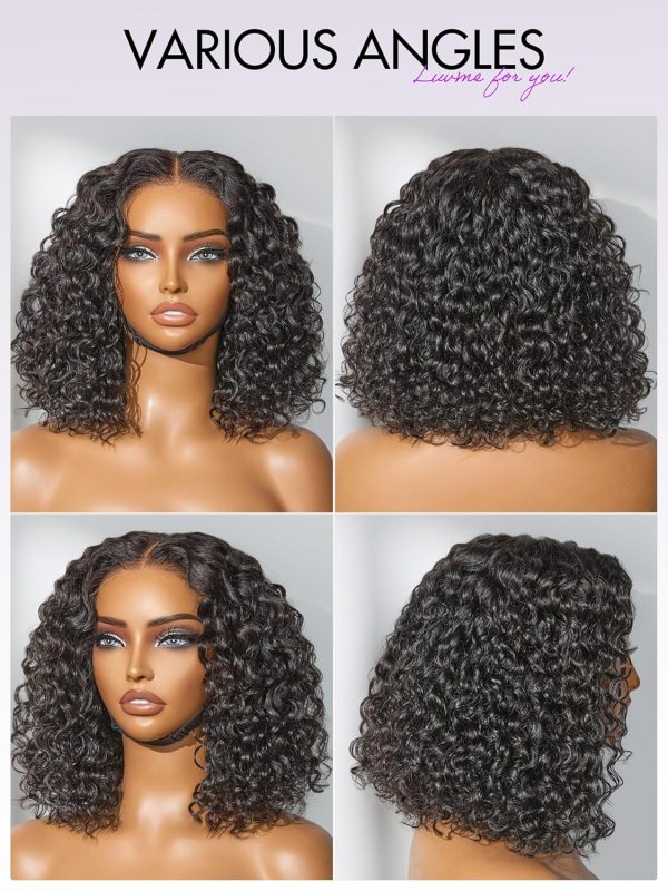 LUVME HAIR 8 Inch Blonde Highlight Short Curly Human Hair Wig Glueless Pre Plucked Left C Parted Ombre Bob Wig, Ready to Go Pre Cut HD Lace Closure Wig - Image 124