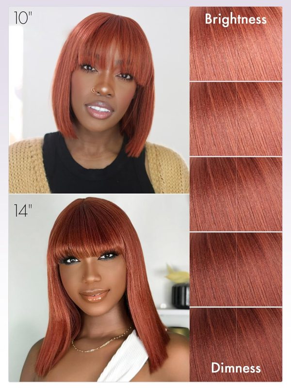 LUVME HAIR Ombre Blonde Bob Wig with Bangs Human Hair, Silky Straight Platinum Blonde Human Hair Short Wigs with Dark Roots, Ready to Go Lace Bang Bob Wig 10 Inch - Image 12