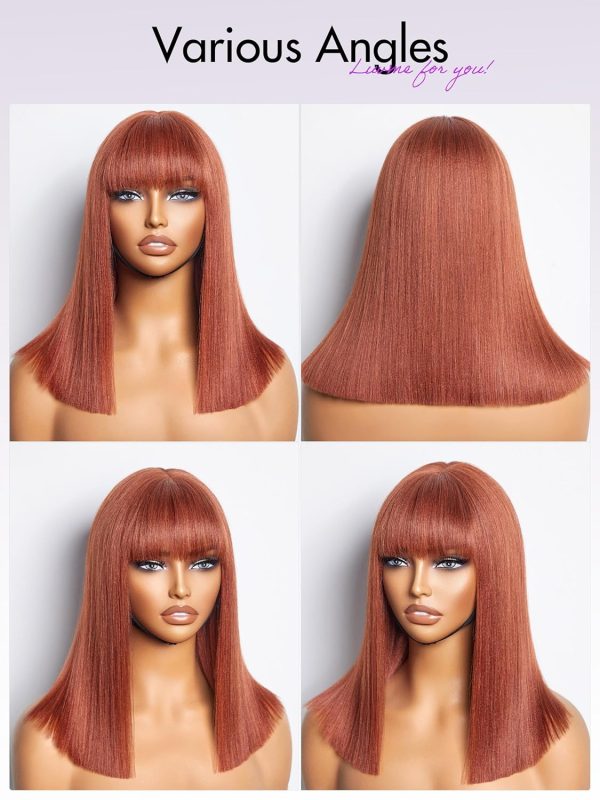 LUVME HAIR Ombre Blonde Bob Wig with Bangs Human Hair, Silky Straight Platinum Blonde Human Hair Short Wigs with Dark Roots, Ready to Go Lace Bang Bob Wig 10 Inch - Image 13