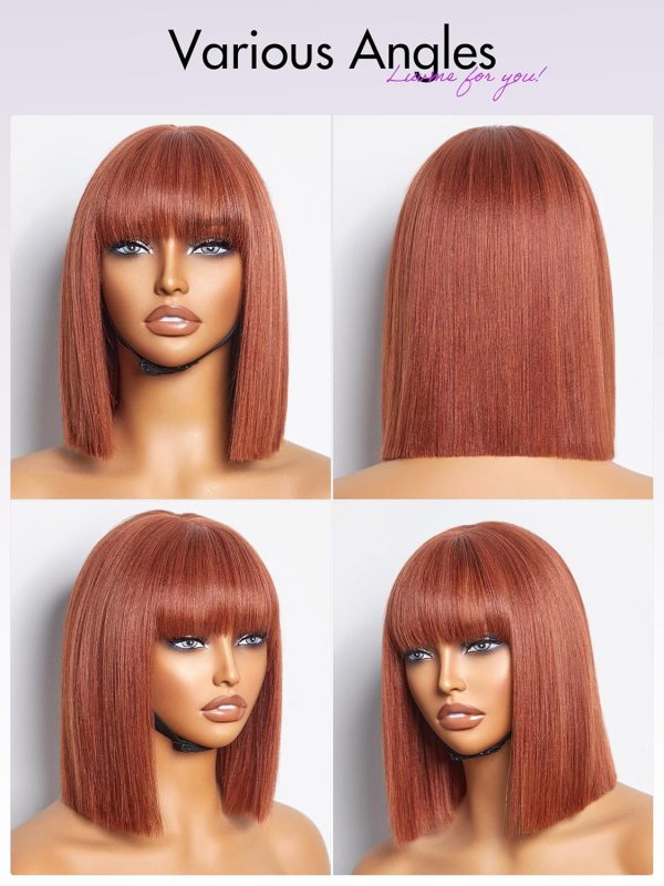 LUVME HAIR Ombre Blonde Bob Wig with Bangs Human Hair, Silky Straight Platinum Blonde Human Hair Short Wigs with Dark Roots, Ready to Go Lace Bang Bob Wig 10 Inch - Image 17