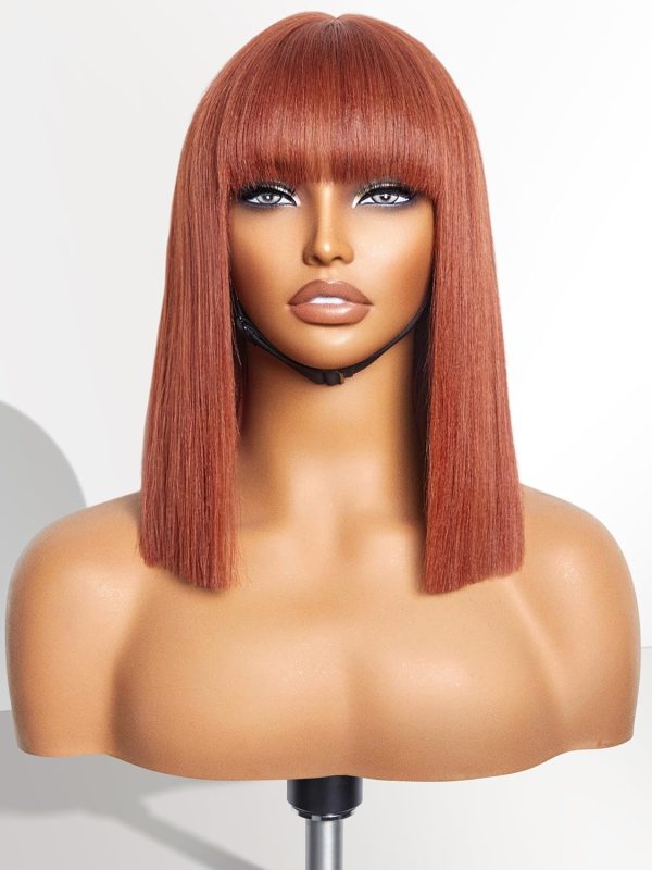 LUVME HAIR Ombre Blonde Bob Wig with Bangs Human Hair, Silky Straight Platinum Blonde Human Hair Short Wigs with Dark Roots, Ready to Go Lace Bang Bob Wig 10 Inch - Image 18