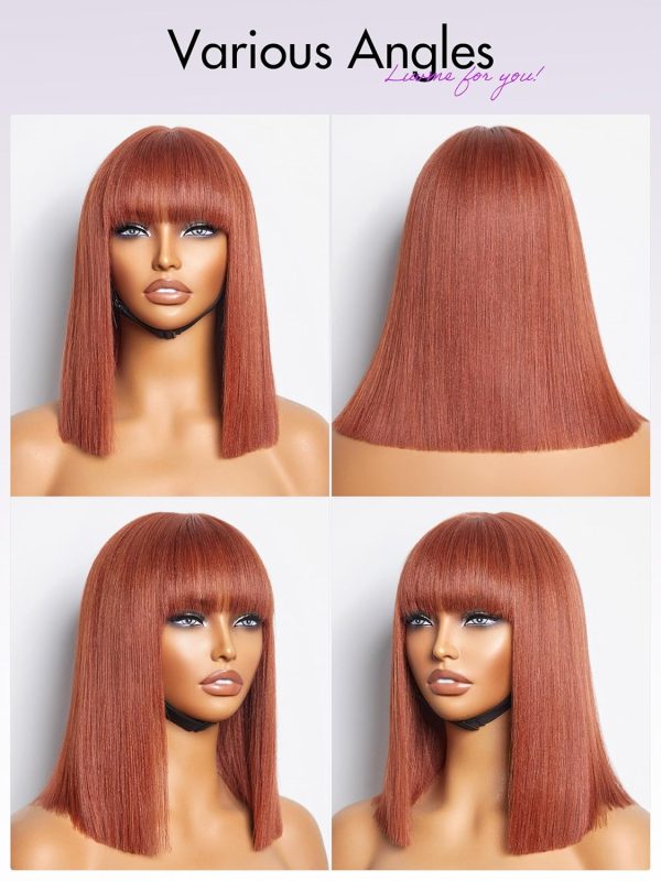 LUVME HAIR Ombre Blonde Bob Wig with Bangs Human Hair, Silky Straight Platinum Blonde Human Hair Short Wigs with Dark Roots, Ready to Go Lace Bang Bob Wig 10 Inch - Image 19