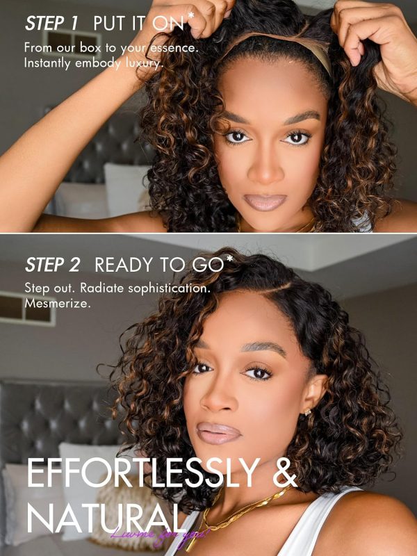 LUVME HAIR 8 Inch Blonde Highlight Short Curly Human Hair Wig Glueless Pre Plucked Left C Parted Ombre Bob Wig, Ready to Go Pre Cut HD Lace Closure Wig - Image 142