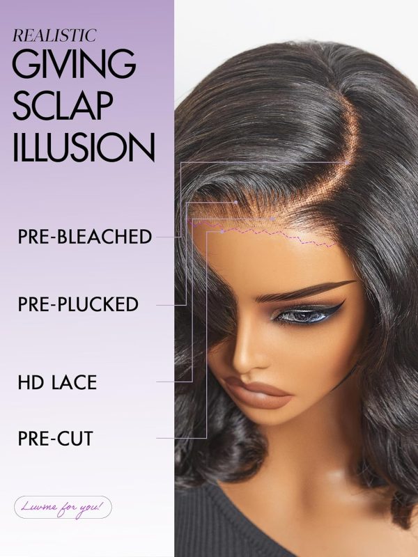 LUVME HAIR 8 Inch Blonde Highlight Short Curly Human Hair Wig Glueless Pre Plucked Left C Parted Ombre Bob Wig, Ready to Go Pre Cut HD Lace Closure Wig - Image 149