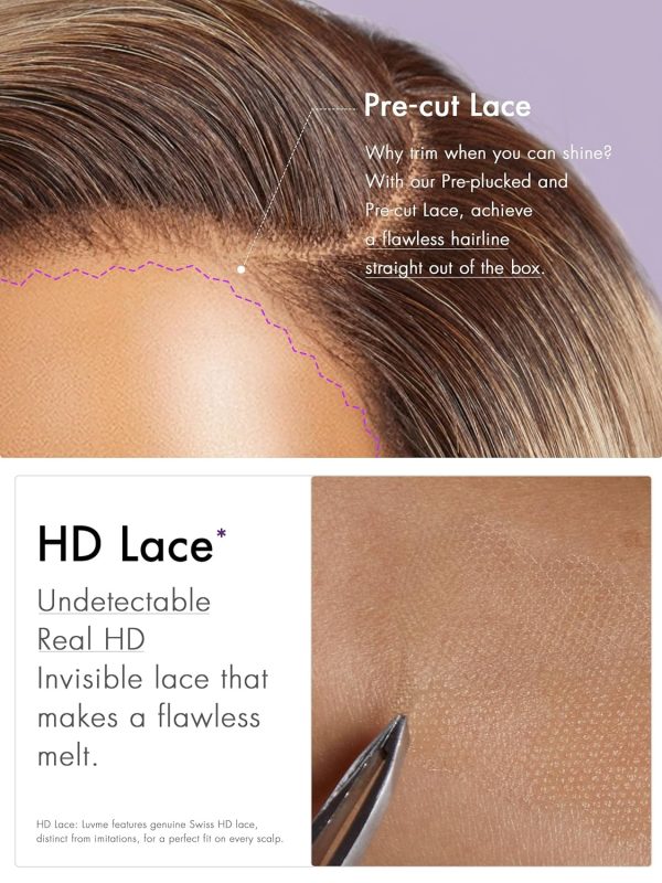 LUVME HAIR 8 Inch Blonde Highlight Short Curly Human Hair Wig Glueless Pre Plucked Left C Parted Ombre Bob Wig, Ready to Go Pre Cut HD Lace Closure Wig - Image 153