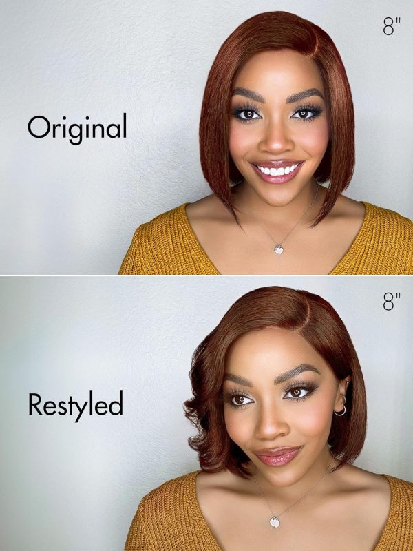 LUVME HAIR 8 Inch Blonde Highlight Short Curly Human Hair Wig Glueless Pre Plucked Left C Parted Ombre Bob Wig, Ready to Go Pre Cut HD Lace Closure Wig - Image 162