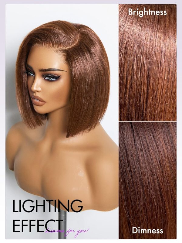 LUVME HAIR 8 Inch Blonde Highlight Short Curly Human Hair Wig Glueless Pre Plucked Left C Parted Ombre Bob Wig, Ready to Go Pre Cut HD Lace Closure Wig - Image 163