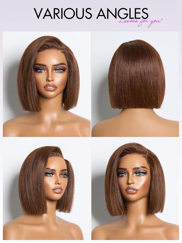 LUVME HAIR 8 Inch Blonde Highlight Short Curly Human Hair Wig Glueless Pre Plucked Left C Parted Ombre Bob Wig, Ready to Go Pre Cut HD Lace Closure Wig - Image 164