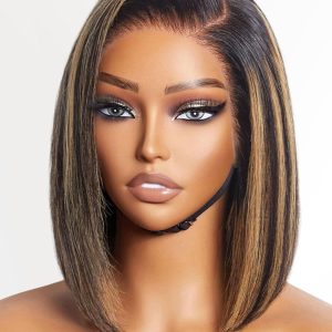 LUVME HAIR Ombre Blonde Highlight Silky Straight Glueless Pre Cut Lace Bob Wig