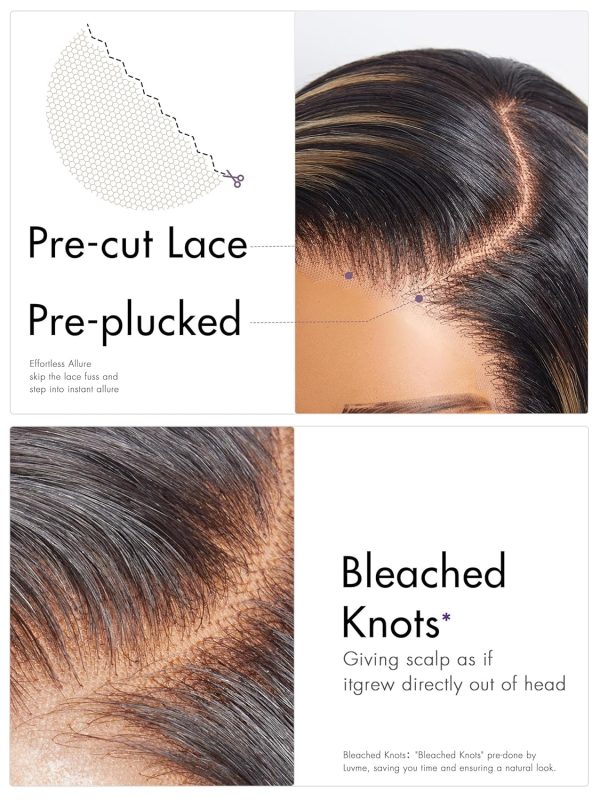 LUVME HAIR Ombre Blonde Highlight Silky Straight Glueless Pre Cut Lace Bob Wig - Image 3