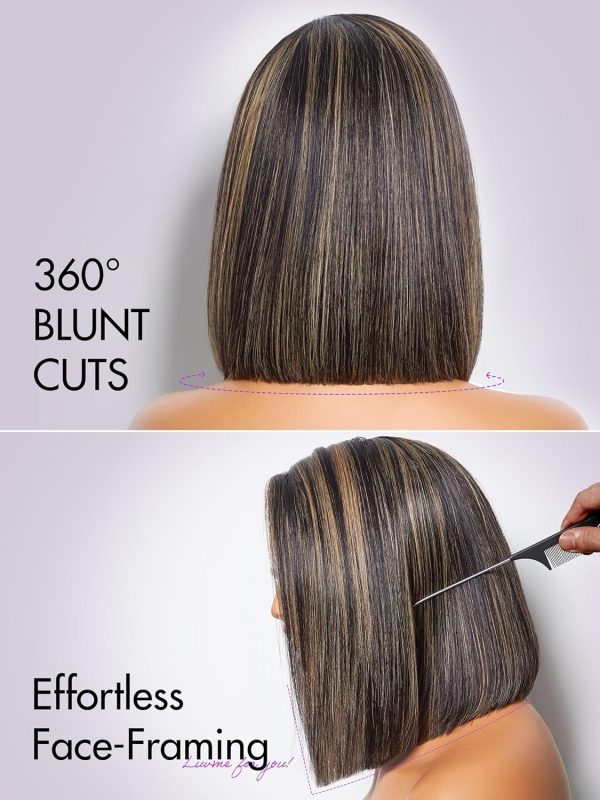 LUVME HAIR Ombre Blonde Highlight Silky Straight Glueless Pre Cut Lace Bob Wig - Image 6