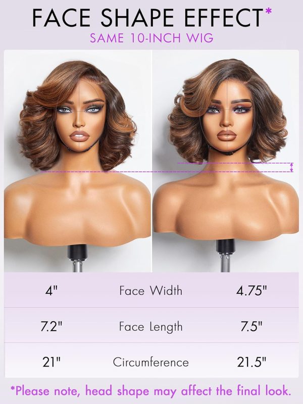 LUVME HAIR 8 Inch Blonde Highlight Short Curly Human Hair Wig Glueless Pre Plucked Left C Parted Ombre Bob Wig, Ready to Go Pre Cut HD Lace Closure Wig - Image 189