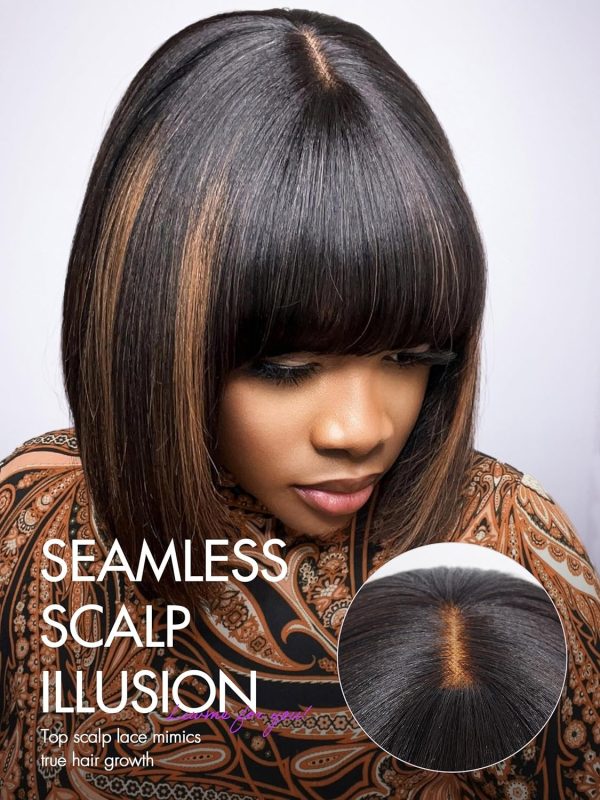 LUVME HAIR Ombre Blonde Highlight Silky Straight Glueless Pre Cut Lace Bob Wig - Image 12