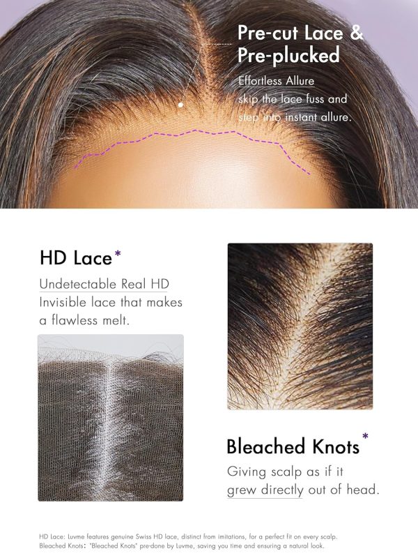 LUVME HAIR Ombre Blonde Highlight Silky Straight Glueless Pre Cut Lace Bob Wig - Image 19