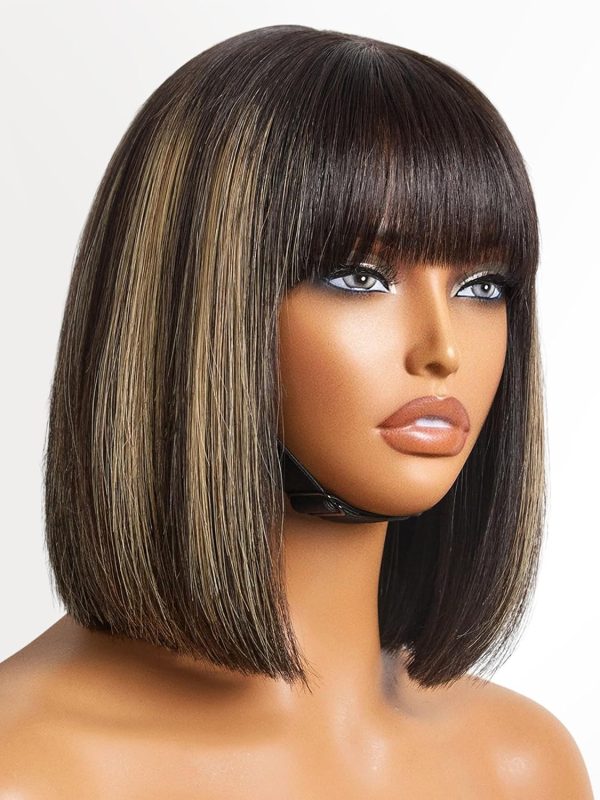 LUVME HAIR Ombre Blonde Highlight Silky Straight Glueless Pre Cut Lace Bob Wig - Image 57