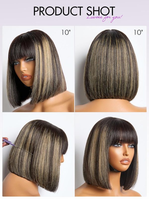 LUVME HAIR Ombre Blonde Highlight Silky Straight Glueless Pre Cut Lace Bob Wig - Image 63