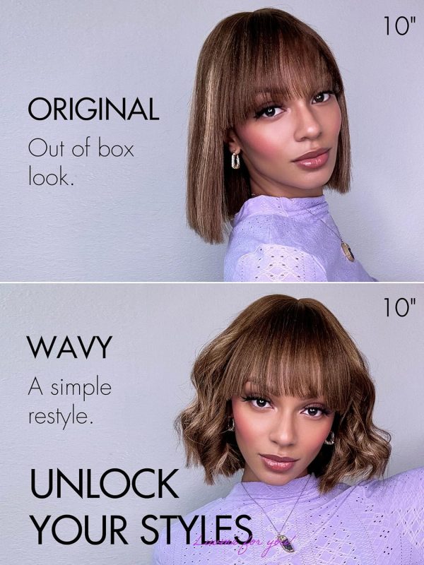 LUVME HAIR Ombre Blonde Highlight Silky Straight Glueless Pre Cut Lace Bob Wig - Image 88