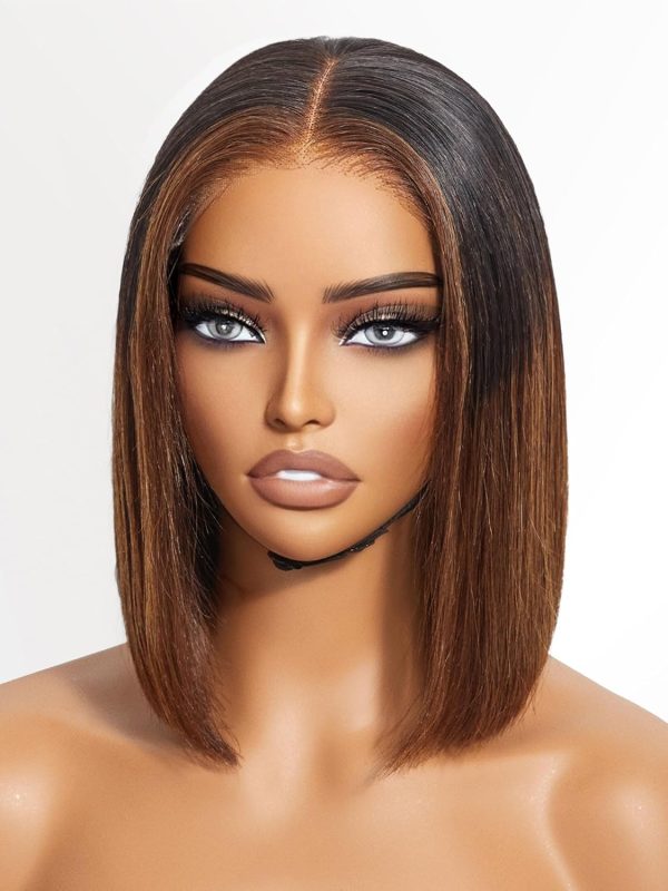 LUVME HAIR Ombre Blonde Highlight Silky Straight Glueless Pre Cut Lace Bob Wig - Image 106