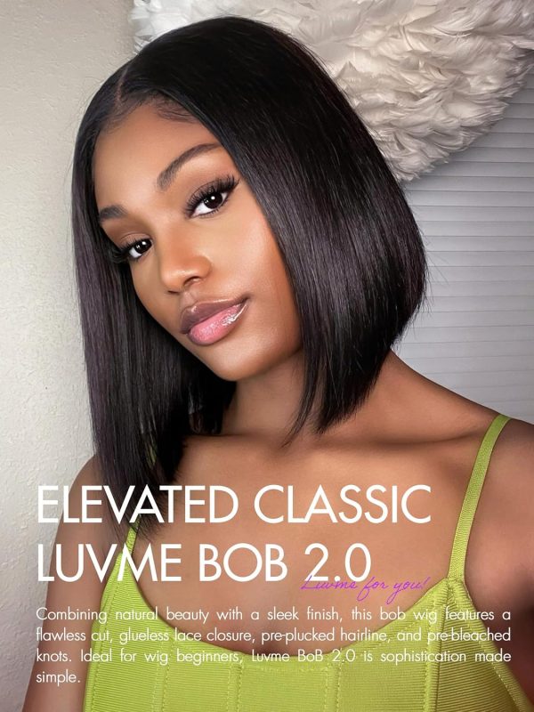 LUVME HAIR Ombre Blonde Highlight Silky Straight Glueless Pre Cut Lace Bob Wig - Image 135