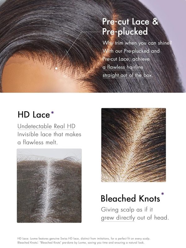 LUVME HAIR Ombre Blonde Highlight Silky Straight Glueless Pre Cut Lace Bob Wig - Image 142