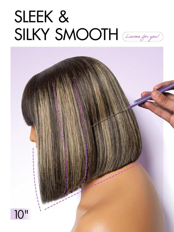 LUVME HAIR Ombre Blonde Highlight Silky Straight Glueless Pre Cut Lace Bob Wig - Image 158