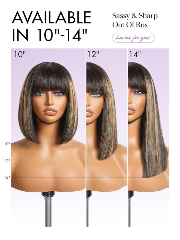 LUVME HAIR Ombre Blonde Highlight Silky Straight Glueless Pre Cut Lace Bob Wig - Image 160